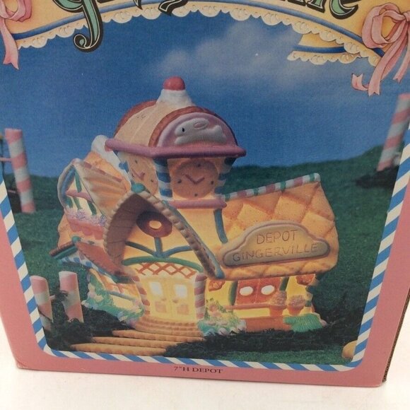 Vintage Gingerville Porcelain Light Up House Easter Village Garden Bench New - Picture 3 of 6